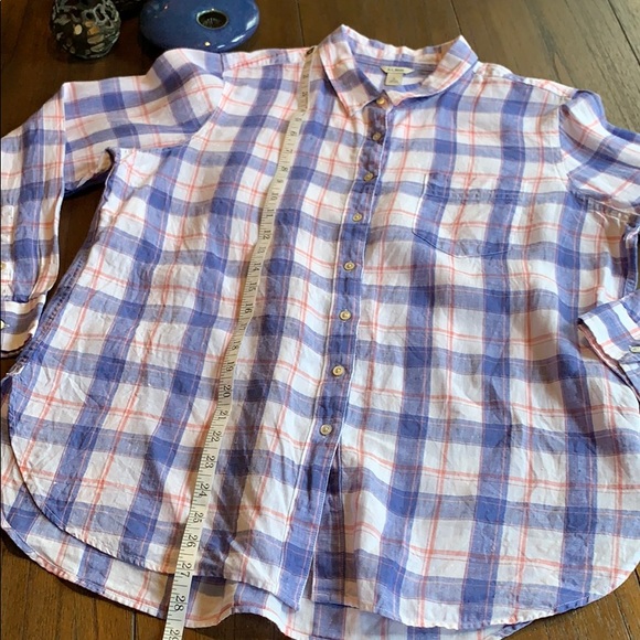 L.L. Bean Premium 100% Linen Plaid Tunic Shirt - Picture 6 of 11